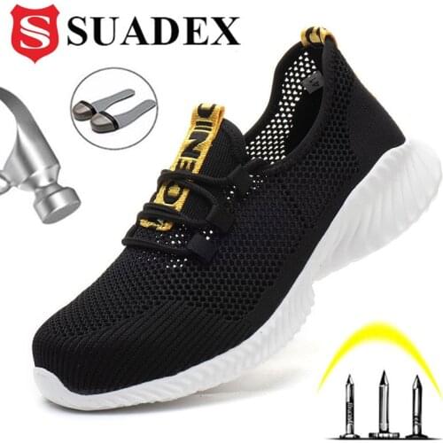 SUADEX Work Safety Shoes Steel Toe Man Safety Shoes Breathable Lightweight Puncture Proof Safety Work Construction Sneakers
