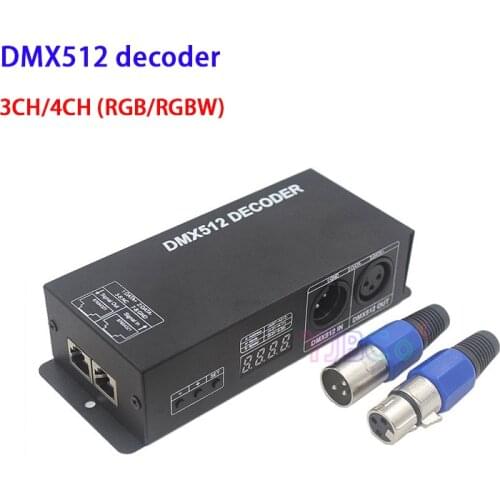 Led strip dimmer DC12V~24V RGB RGBW 3CH 4CH DMX512 decoder with digital display DMX to PWM 3CH*8A 4CH*4A
