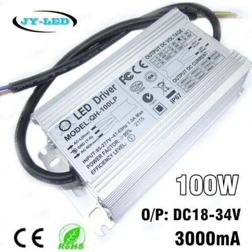 100W LED Driver 3000mA DC18-34v Power Supply IP67 Waterproof Constant Current FloodLight Driver For High Power LED Beads