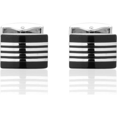 V.Ya Black Stripes Paint Square Metal Pattern Cuff Links for Shirts Cuff links 3 pair pack sale