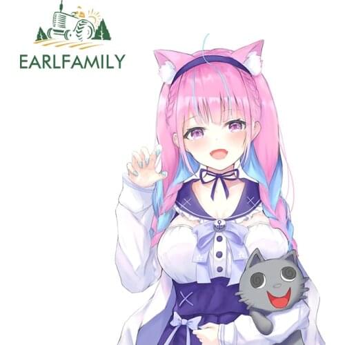 EARLFAMILY 13cm x 9cm for Aqua Hololive Vtuber Cartoon Funny Car Stickers Oem Vinyl JDM Bumper Trunk Truck Graphics