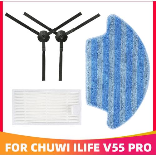 Spin Side Brush HEPA Filter Mop Cloth Replacement for Chuwi iLife V55 Pro Robotic Vacuum Cleaner Spare Parts
