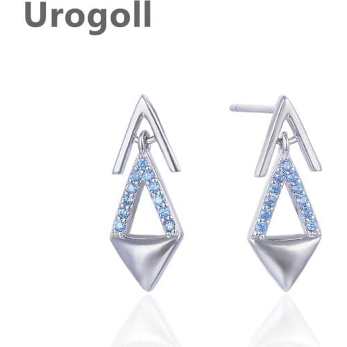 Women Earring 925 Sterling Silver Jewelry S925 Sterling Silver Ladies Rhombus Shape Studded Zircon Earrings For Girl Dress Up