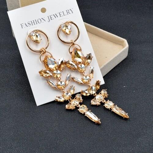 CINDY XIANG Shiny Rhinestone Leaves Earrings for Women Girls Gold Silver Color Metal Leaf Long Drop Dangle Earrings Crystal