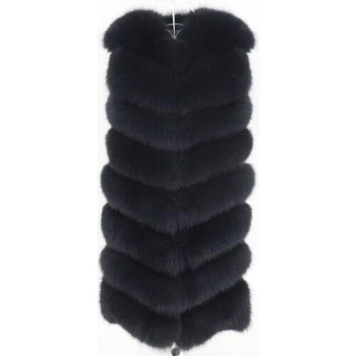 OFTBUY 2021 Black Real Fur Long Vest Winter Jacket Women Coat Natural Fluffy Fox Fur Outerwear Streetwear Thick Warm Waistwear