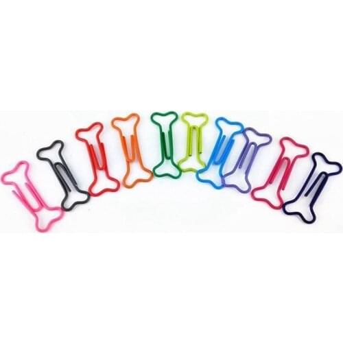 100pcs Bone Shape Multicolor Metal Paper Clips