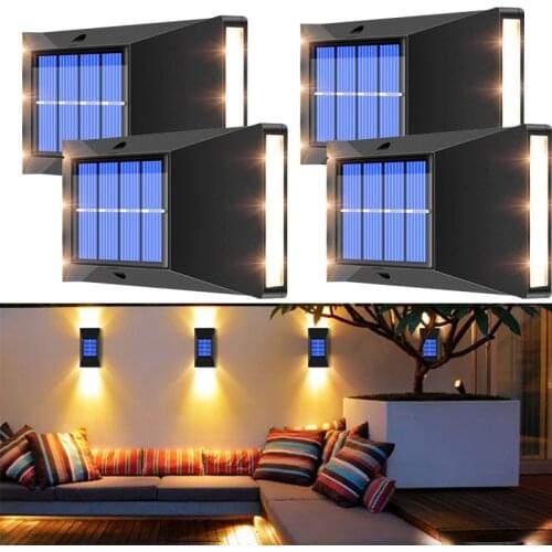 4pcs Stair led Lamp IP65 Waterproof Outdoor Garden Pathway Yard Patio Stairs Steps Fence Lamps Warm White Solar Night Light