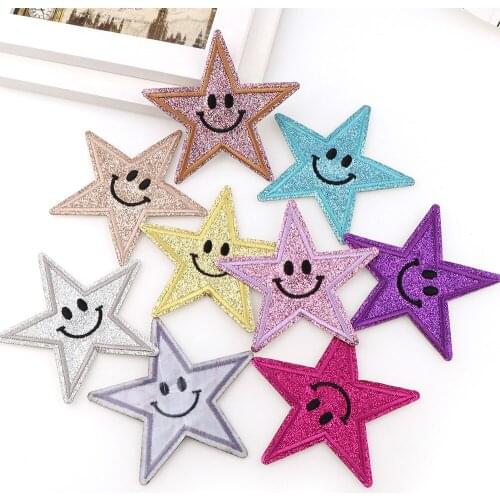 6PC Cute Satr Sequins Iron On Patches Sew-on Embroidered Patch Motif Applique For Clothing Sewing Tools Applique DIY Accessory