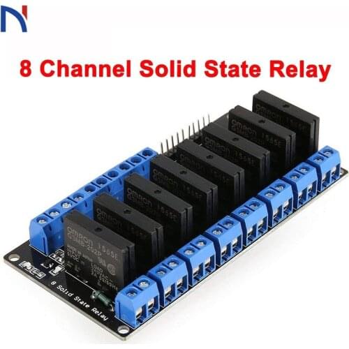 8 Channel DC 5V Solid State Relay Module Board High Level Trigger SSR Input 5V DC Output 240V AC 2A for Arduino Diy Kit