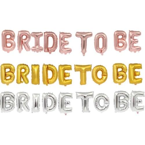 9pcs/set Europe and America Style Rose Gold Silver 16 Inch BRIDE TO BE Balloons Aluminum Foil Balloon Single Party Decoration