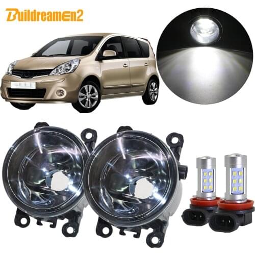 Buildreamen2 For Nissan Note E11 MPV Car H11 Fog Light Assembly Lampshade + Bulb DRL 12V 2006 2007 2008 2009 2010 2011 2012 2013