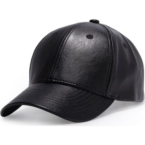 Baseball Cap Men Snapback PU Leather Boys Dad Hat Curved Bill Adjustable Sports Outdoor Accessory