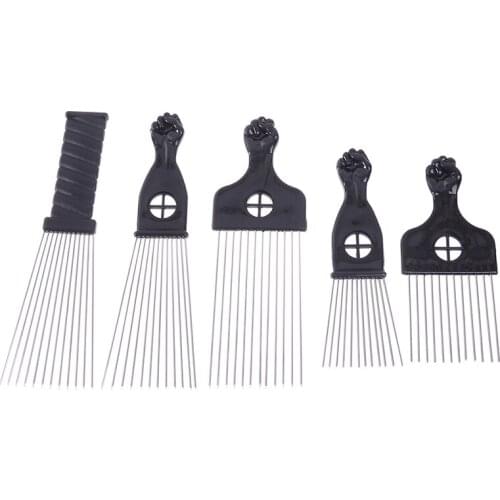 Black Fist Afro Metal Comb African Hair Pik Comb Brush Salon Hairdressing Hairstyle Styling Tool Hair Accessories
