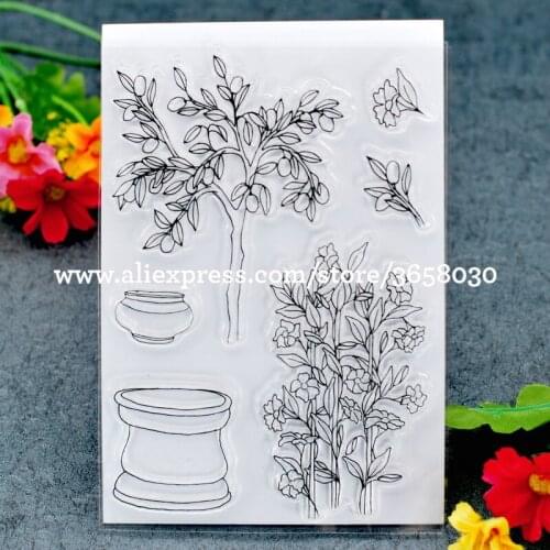 Flowers Tree Scrapbook DIY photo cards rubber stamp clear stamp transparent stamp 10x15cm 8071395