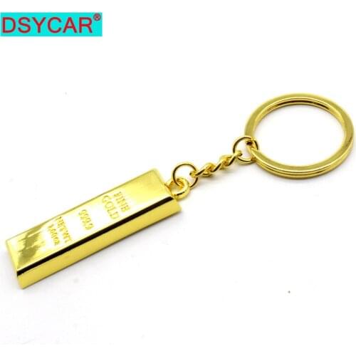 DSYCAR 1Pcs Metal Keychain Gold Bar Key Chain Keyring Pendant for Women Men Purse Hand Bag Car Accessories New