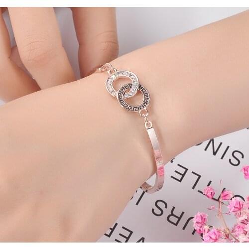 European and American fashion bracelets with concentric circles ladies rhinestones bracelets for trendy women female gifts