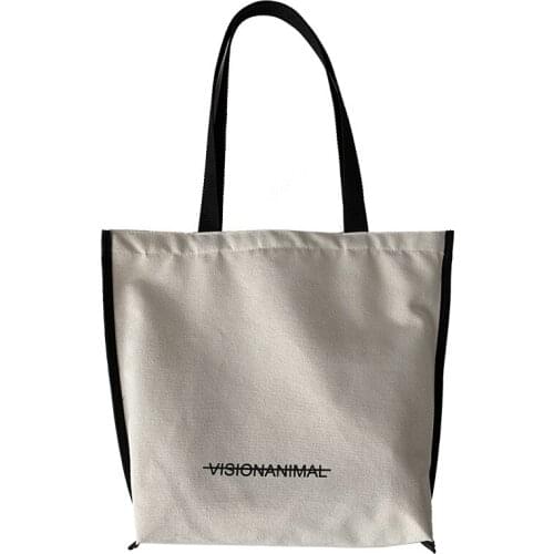 Canvas Tote Shopper Bag Large Cotton Cloth Shoulder Shopping Bags for Women 2021 Zipper Letter Ladies Handbags Eco Big Beach Bag