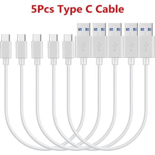 5PCS Short USB Type C to USB 3.0 Charger Cable for Samsung Galaxy S21 S8 S9 Plus A51 A71 MacBook Sony XZ LG Huawei P30 Xiaomi 10