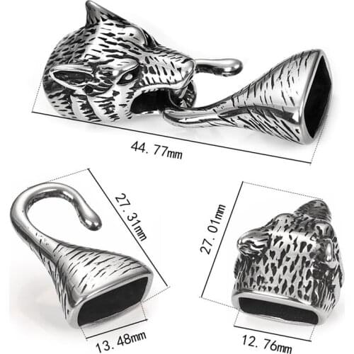Jewelry Connector Animals Wolf Dragon Clasps Hook 5 6 7 8 9 13mm Cord End Cap For Bracelet Stainless Steel Rope Jewelry Making