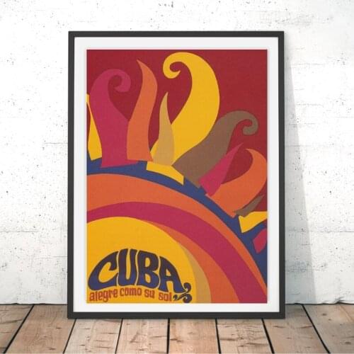 Colorful Cuba Travel Poster Canvas Art Prints , Retro Poster CUBA SOL Canvas Painting Wall Pictures Home Room Decoration