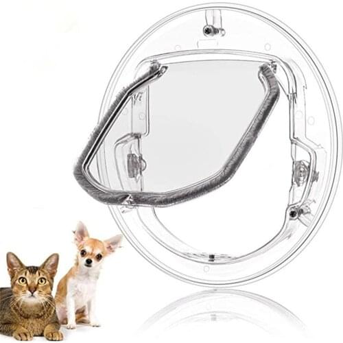 Round Pet Door for Cats & Small Dogs Cat Door Flap Door for Screen/ Glass Window 4 Ways Round Transparent Pet Dog Cat Flap Door