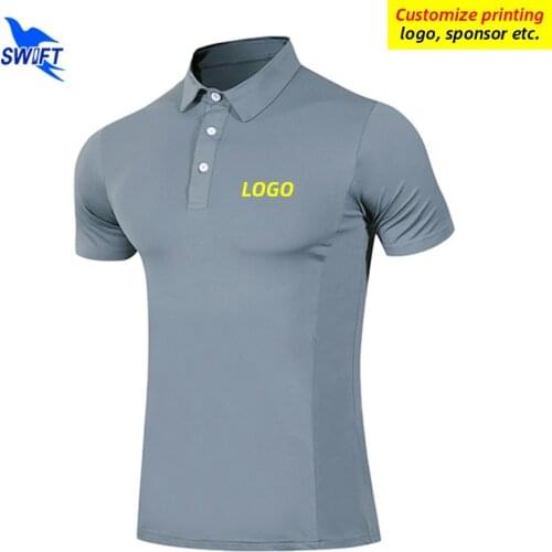 Summer Breathable Turn Down Collar Running Shirts Men Quick Dry Gym Fitness T-shirt Short Sleeve Sportswear Tee Tops Customized