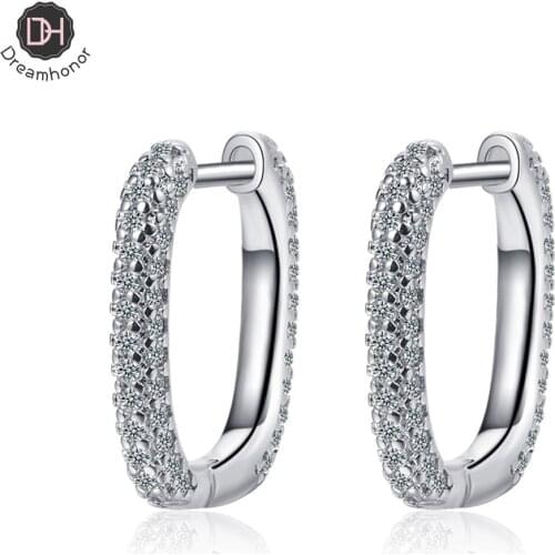 2021 Fashion 925 Silver Geometric Shape Ear Buckle Zircon Earrings Jewelry