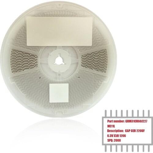 My Group Asia 2000PCS GRM31CR60J227ME11L Surface Mount MLCC 220UF ±20% 6.3V X5R 1206 (3216 Metric) Ceramic Capacitor in Stock