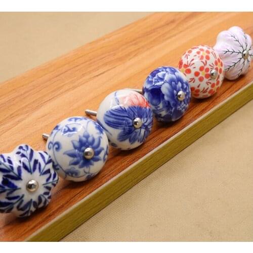 New Arrival China Blue and White Porcelain Cabinet Handle and Pulls Furniture Hardware Handle and Knobs