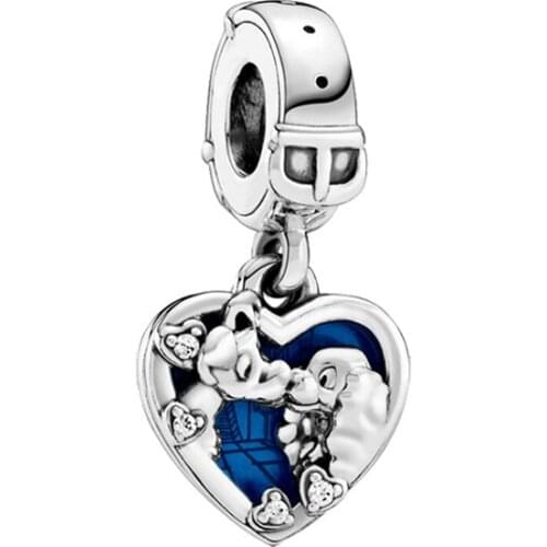 New Dnisy Miss and tramp Pendant Fit Original Pandora Charms Bracelet Women Pulseiras Kiss Dog Beads for Jewelry Making Gift DIY