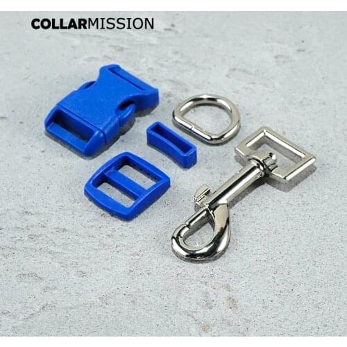 Plastic buckle+Tri-Glid+square keeper+D ring+metal dog clasp/set) High quality 20mm dark blue DIY dog collar parts