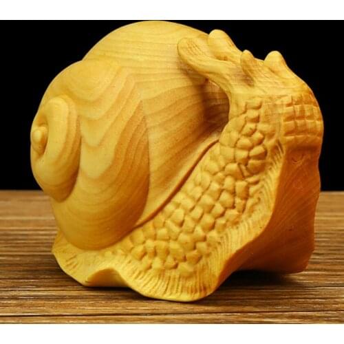 Boxwood carving snail decoration small sculpture model craft gift home office decoration gifts