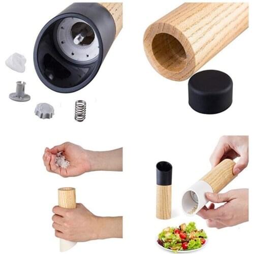 Handheld Seasoning Grinder Bottle Nordic Wooden Salt And Pepper Mill Spice Nuts Mills Cooking Home Accessories Kitchen BBQ Tools