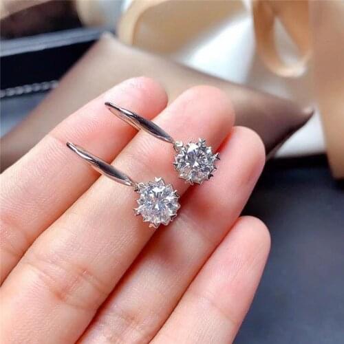 Passed Diamond Test Moissanite 18K Platinum Stud Earring Snowflake Moissanite Gem Earring Super White D Color Clarity VVS1 Gift