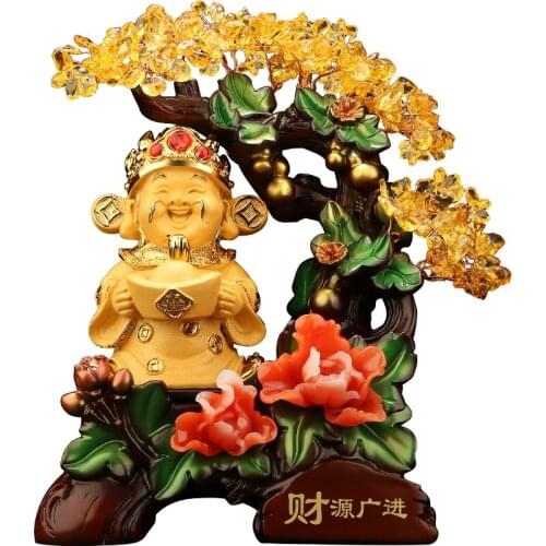 Fortune Tree Decoration, Wine Cabinet Home Living Room, Lucky God Of Wealth To Open A Store Gifts Office Store Decor Resin