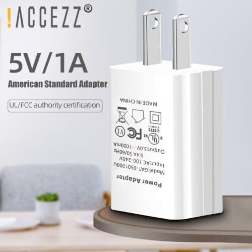 !ACCEZZ 5V 1A USB Charger EU US Plug Travel Wall Charging Adapter Universal For iPhone X XR XS 8 7 Samsung Xiaomi Huawei Mobile