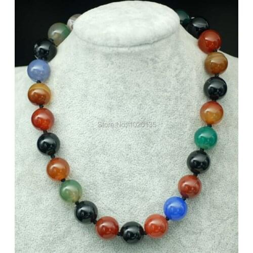 Wow! multicolor agate round 16mm necklace 18" nature wholesale bead discount gift