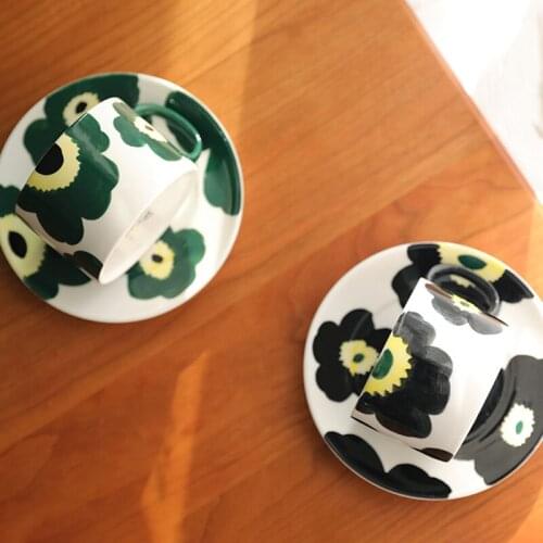 Vintage European Style Coffee Cup Pattern Latte Glass Porcelain Ceramic Coffee Mugs Tea Cup and Saucer Vaso Para Cafe Teacups