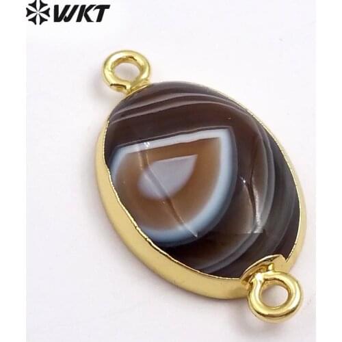 WT-C252 Wholesale Custom Labradorite Charm Connectors Oval Charming Natural Stone Fashion Jewelry Making
