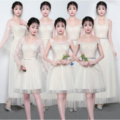 Xnxee Cameo brown long medium short Appliques 2018 spring lace up Dresses wedding prom party toast dress