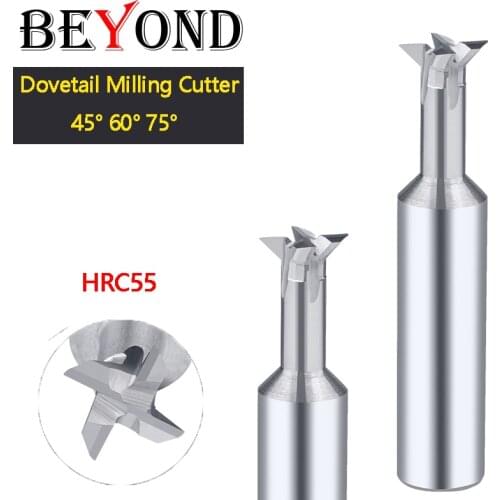 BEYOND Tungsten Steel Dovetail Slot Cutter Integral Carbide Milling Cutter CNC Center 3-20mm HRC55 45 60 75 Degrees