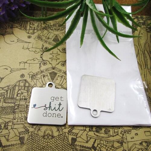 10pcs--"Get shit done"stainless steel charms 5 styles for choosing DIY Charms for necklace bracelets