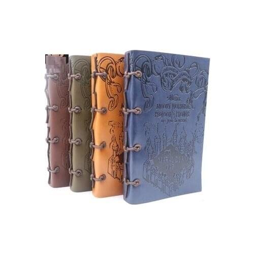 19.6cm*14cm Harry B5 Daily Weekly Planner Agenda Notebook Notepa Retro Potter Leather Drawstring Goals Habit Schedule Stationery