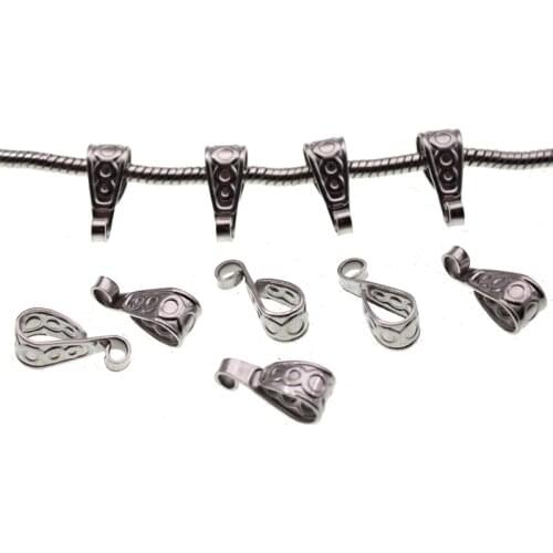 20pcs 6x16mm Stainless Steel Pendant Clip Connector Pinch Bail Clasp for DIY Jewelry Making Necklace Pendants Hook Accessories