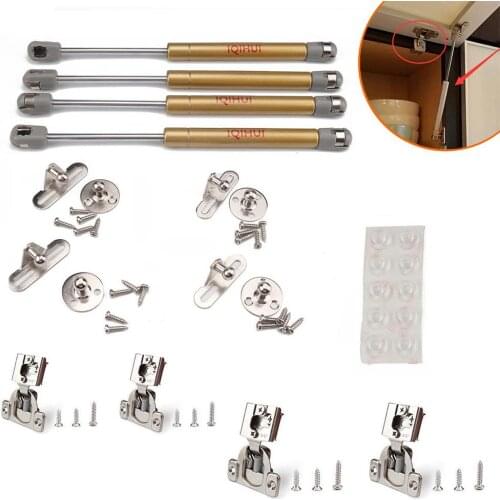 4 sets Apexstone 100N/22.5lb Hydraulic Rod Overlay 1/2 inches Hinge+ Golden Gas Spring + Cushion Pads for RV Trailer Cabinet