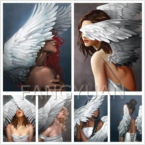 DIY Diamond Painting Girl Wing 5D Full Square/Round Drill Diamond Embroidery Portrait Mosaic Wall Art For Home Decoration Gift