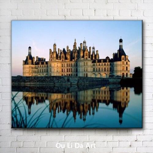 Castle architecture reflection water landscape canvas printings oil painting printed on canvas home wall art decoration picture