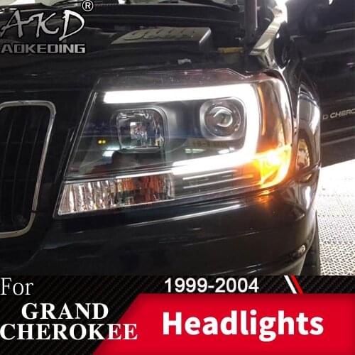Head Lamp For Car Jeep Grand Cherokee 1999-2004 Headlights Fog Lights Day Running Light DRL H7 LED Bi Xenon Bulb Car Accessory