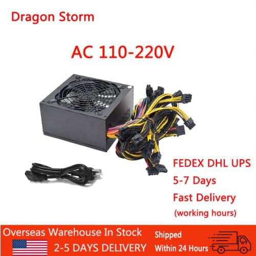 ATX PC 110V-220V 2000W PSU Power Supply ETH ETC ZEC ZCASH DGB XMR For Computer 8 Video Card Mining Bitcoin Miner