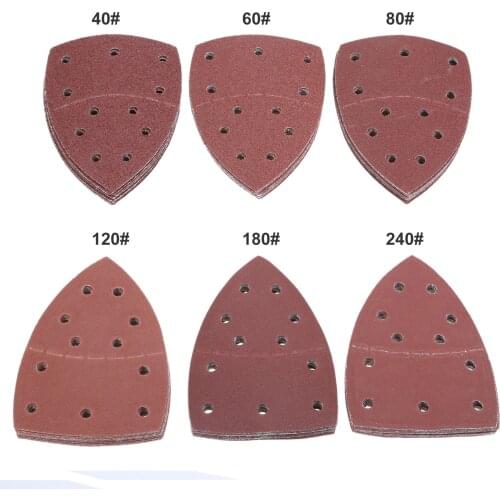 60pcs Palm Sand Paper 11 holes Grits Sanding Sheets Hook and Loop 140*140*100 Grain Disk 40-240 6 sizes PSM Sander Polishing